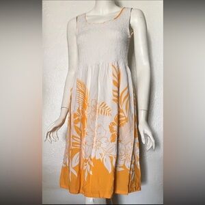 Hibiscus Collection Hawaii White Floral Summer Elastic Top Dress Women’s OS